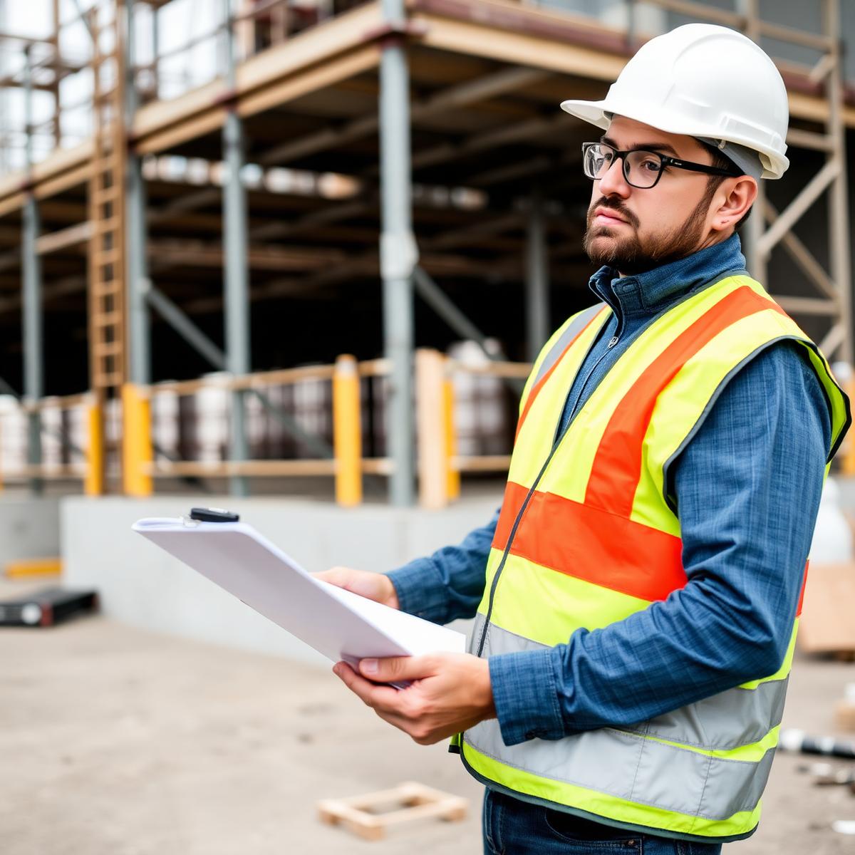 Conseiller en santé et sécurité inspectant un chantier de construction